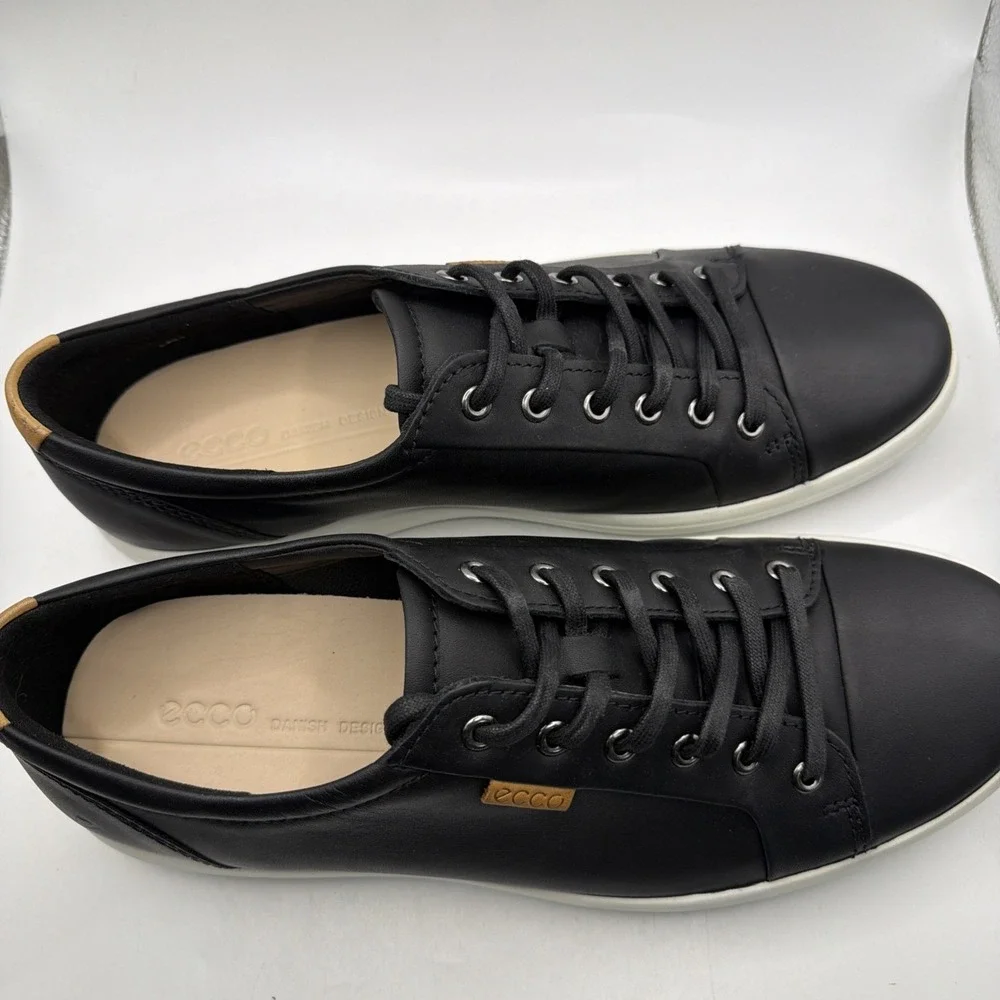 ECCO Soft 7 Men's Black Leather Shoes Low Top Shoes 430004 01001 EU44 US 10-10.5